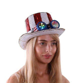 American Flag Sequin Top Hat & Goggles