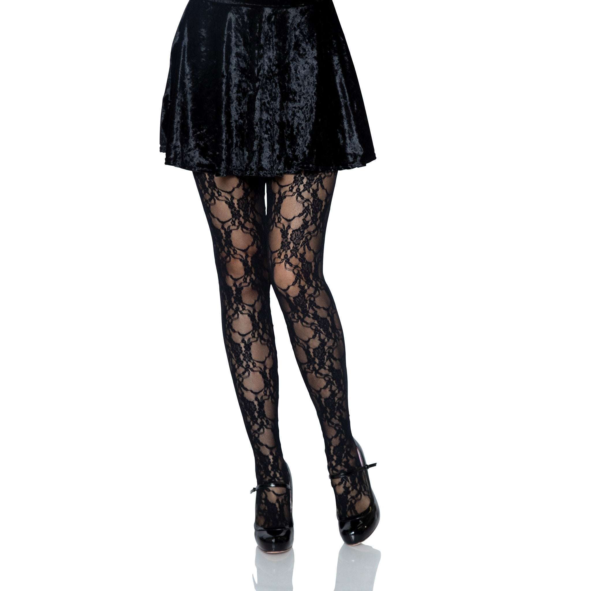 Floral Lace Leggings - Luxury Black