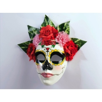 Day of the Dead Women's Flower Crown Mask