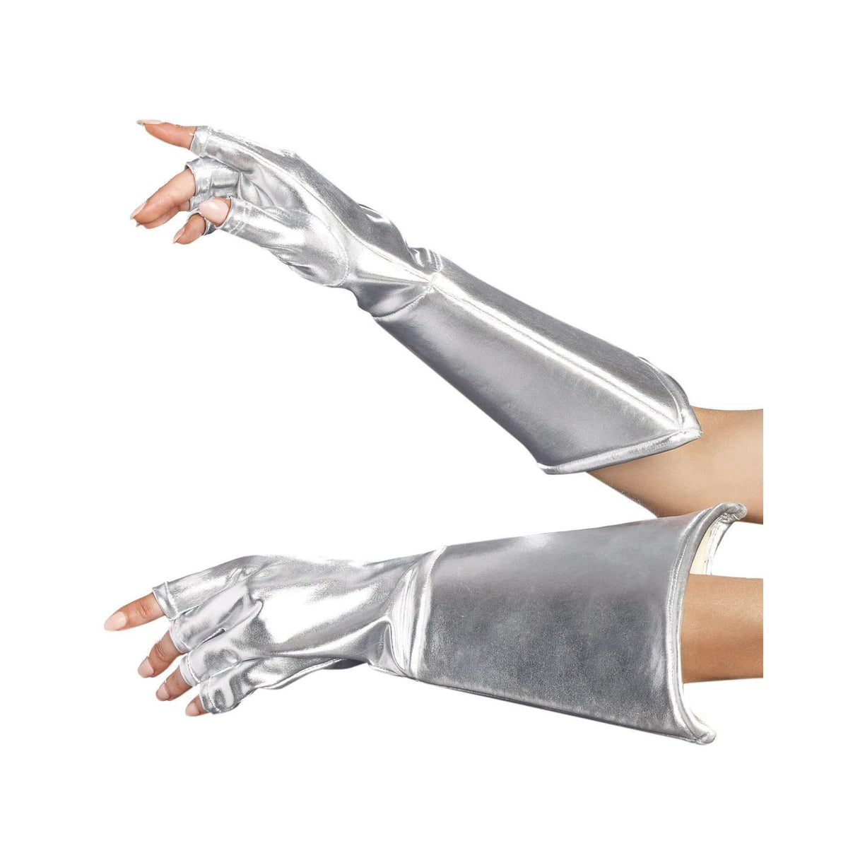 Silver Fingerless Futuristic Gloves