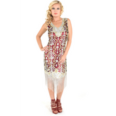 Burgundy Flapper Fringe Beaded Dress