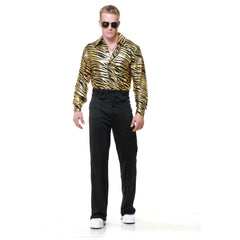 Gold Zebra Print Disco Adult Shirt