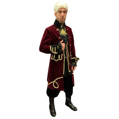 Colonial Men's Burgundy Velvet Historical Costume