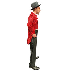 Dazzling Ruby Red Sequin Men's Adult Tailcoat