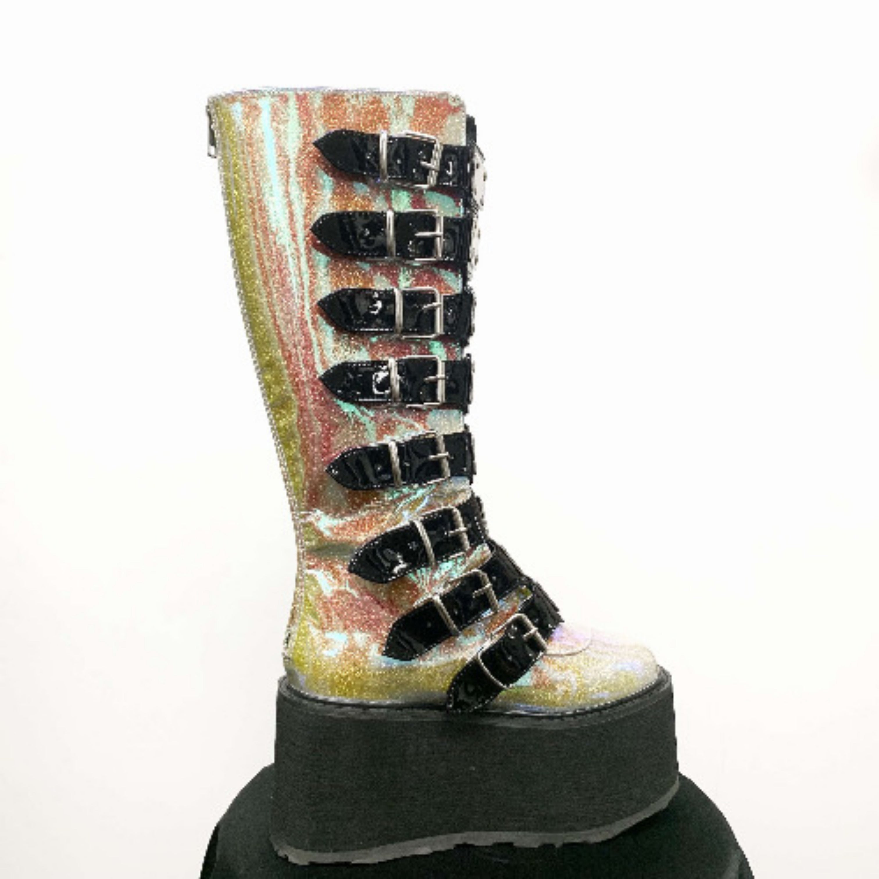 Demonia Damned-318 Pink Shifting Glitter Boots – AbracadabraNYC