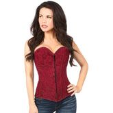 Lavish Wine Lace Overbust Zip Up Corset