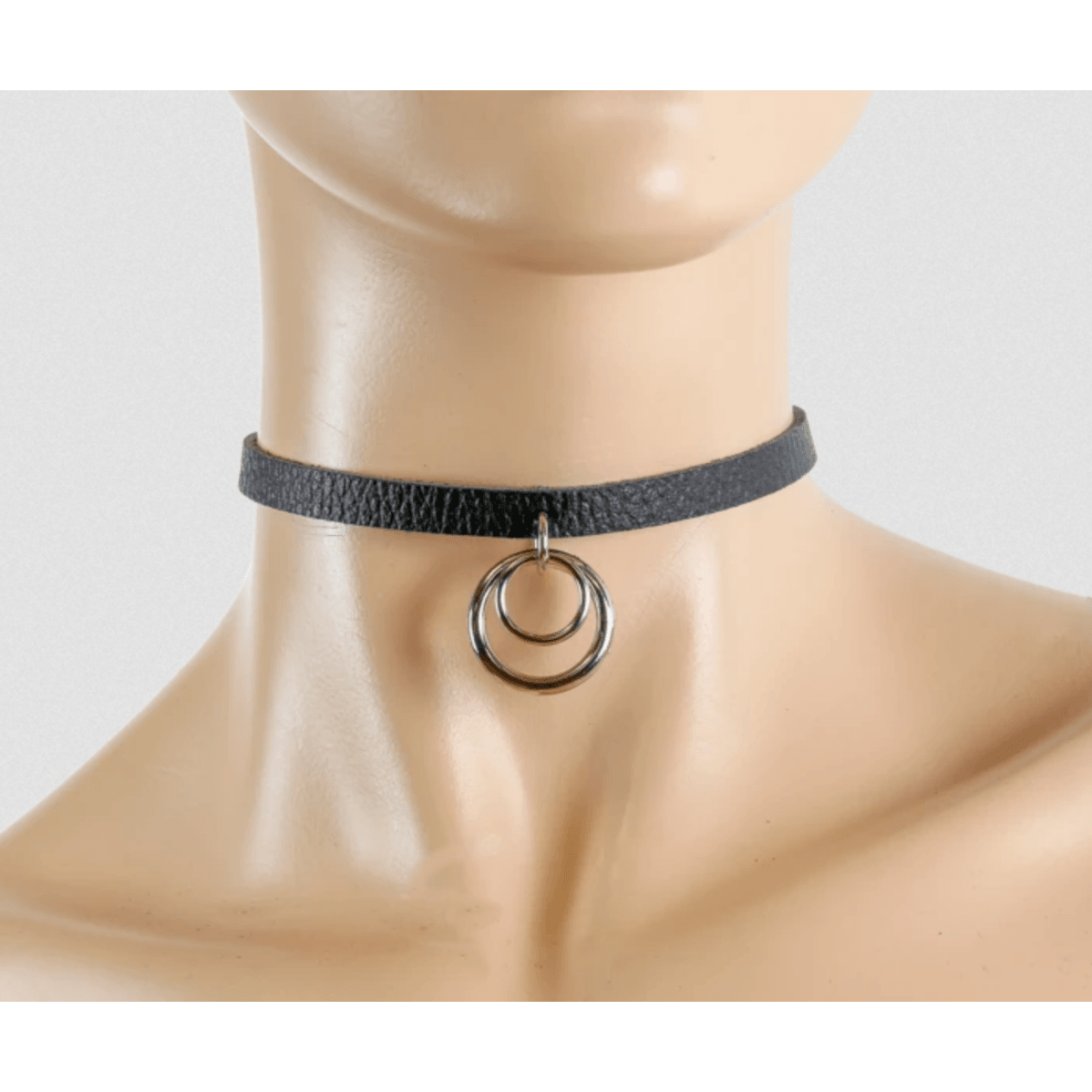 Leather Choker with 2 Rings