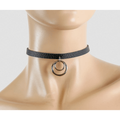 Leather Choker with 2 Rings