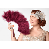 Burgundy Marabou Feather Fan