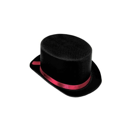 Red Trim Black Satin Top Hat