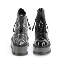 Demonia Black Slacker-88 Spiderweb Boots
