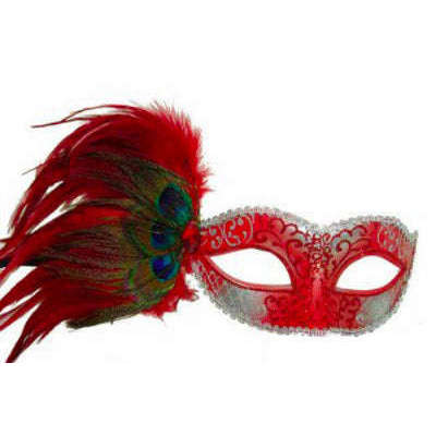 Red and Black Cat Face Mask Mardi Gras Masquerade Ball