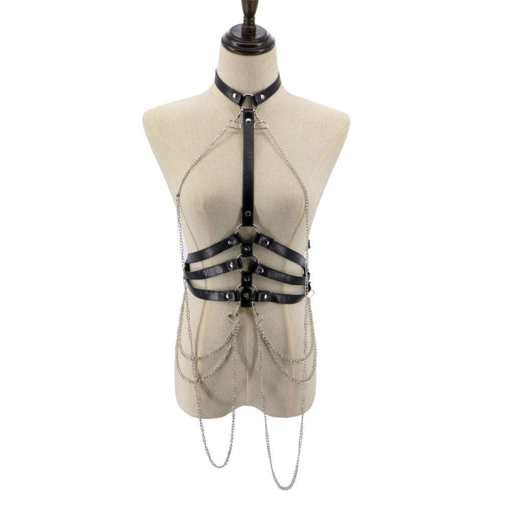 Leatherette Body Harness with Chains