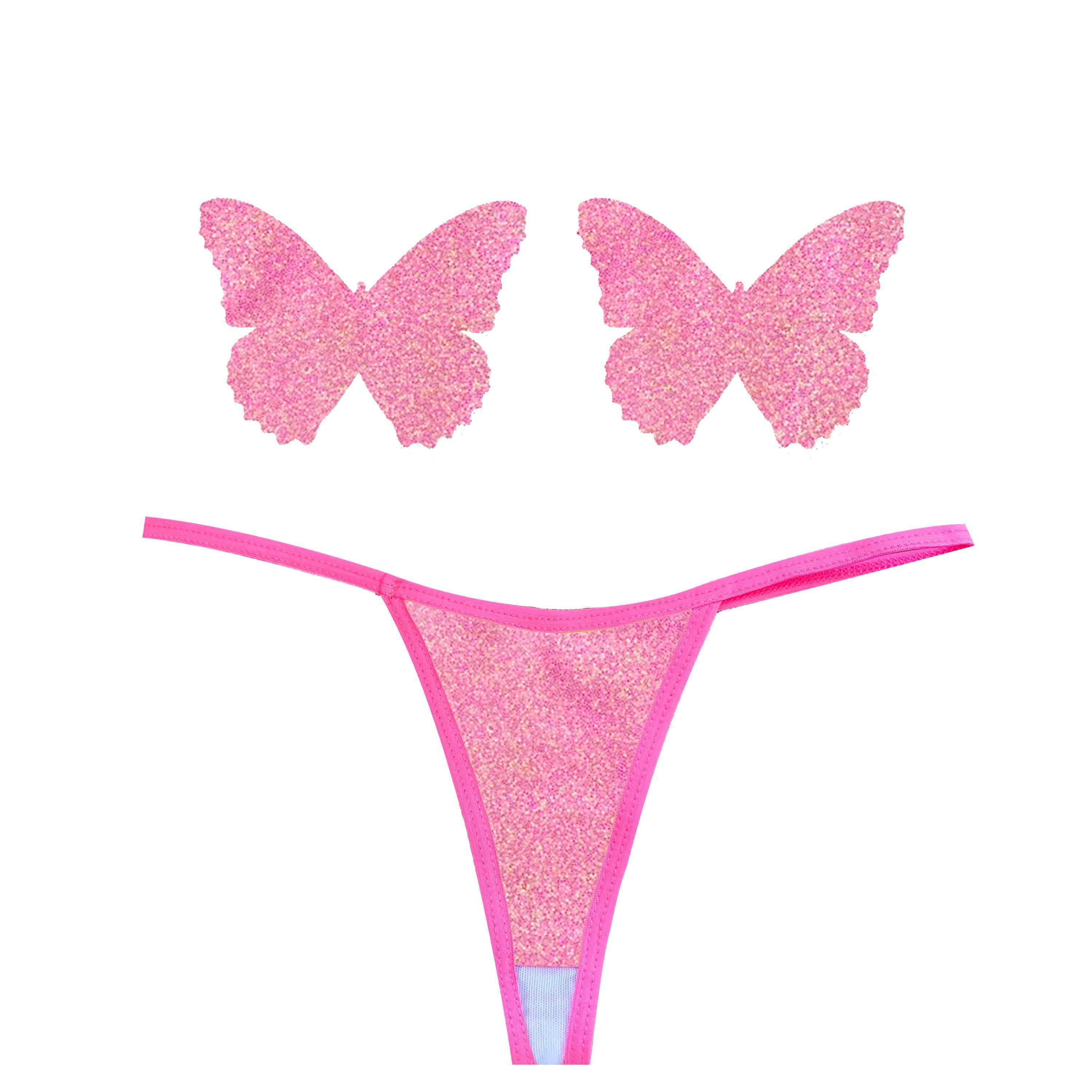 Bella Rosa Soft Pink Shimmer Pastie and Pantie Lingerie Set – AbracadabraNYC