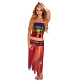 Stretchy Rainbow Sequin Fringe Belt