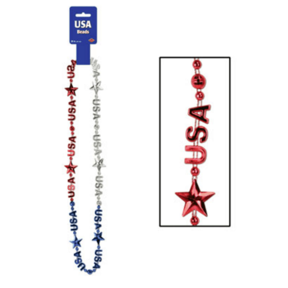 Red Silver & Blue USA Beads