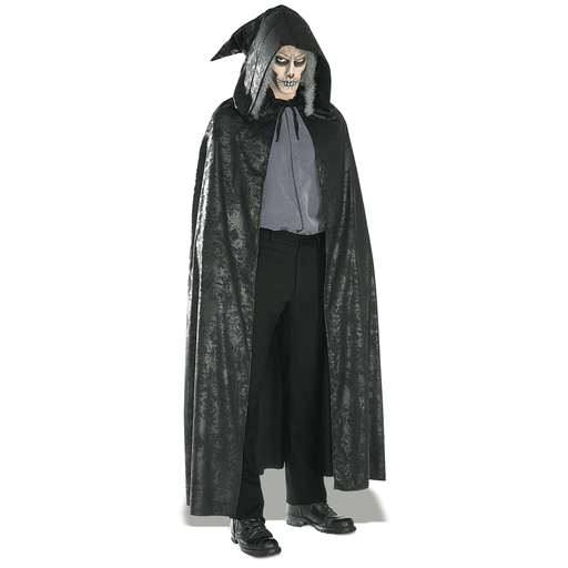 Black Distressed Suede Full Length Adult Hooded Cape