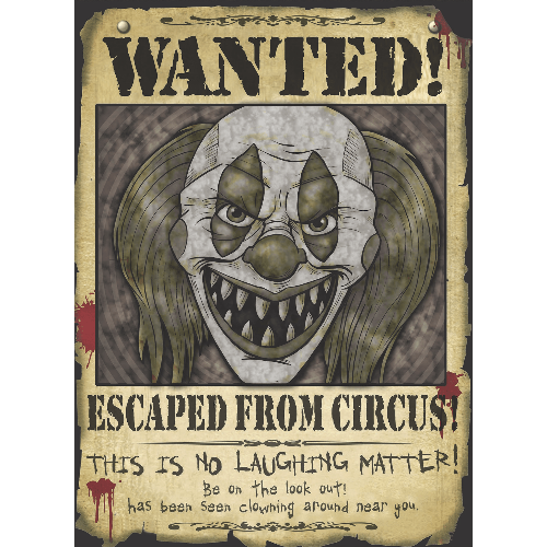 Evil Clown Wanted Poster