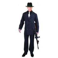 Black Pinstriped Gangster Suit Adult Costume