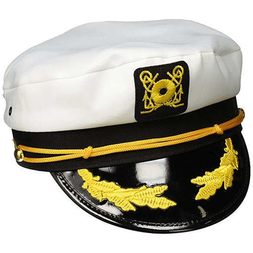 White Yacht Cap with Embroidered Bill