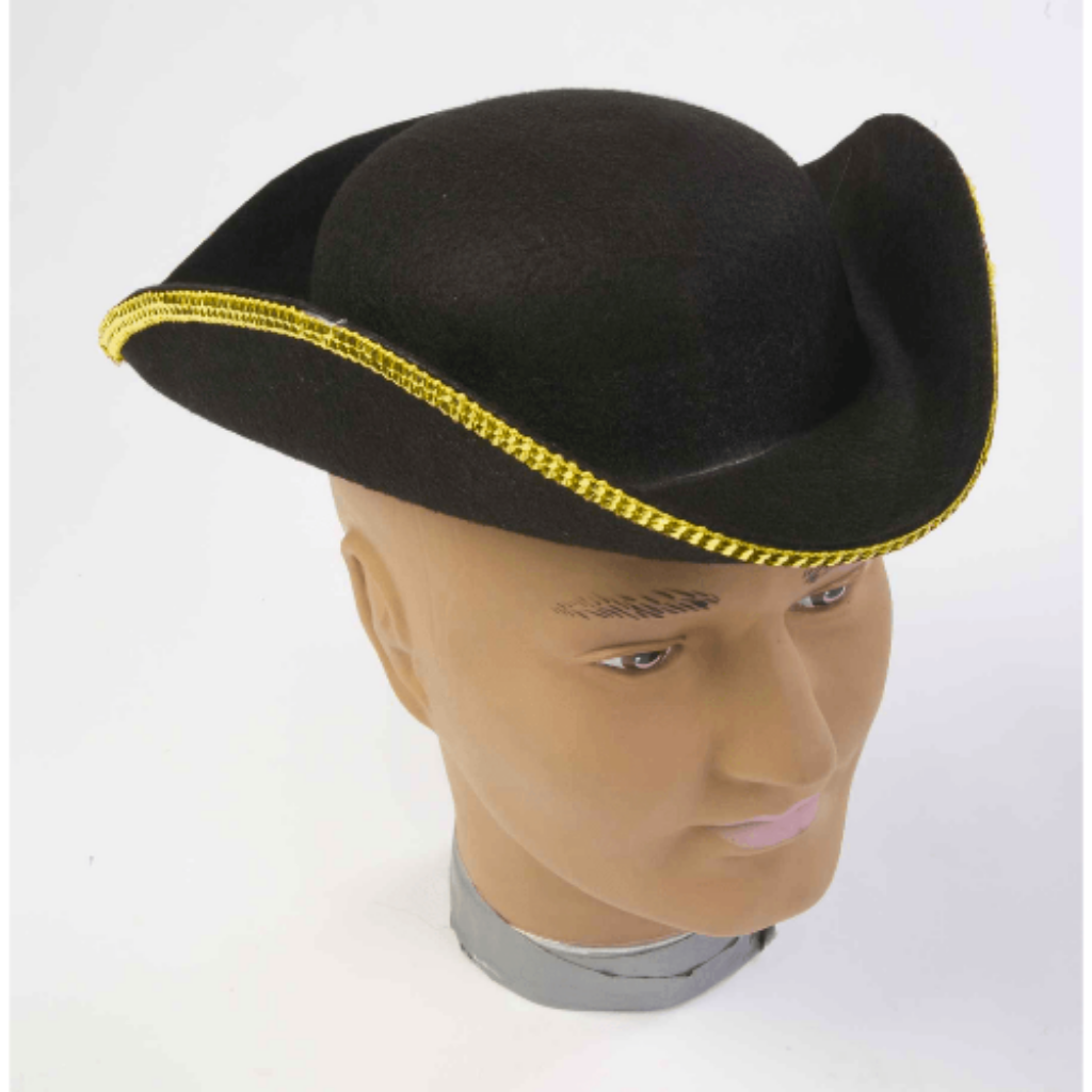 Black & Gold Tri-Corner Child Pirate Hat