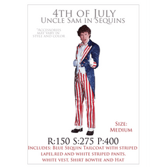 4th Of July Uncle Sam In Sequins Adult Costume