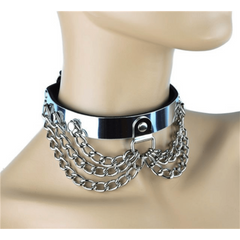 Silver Metal Choker with Hanging Chains