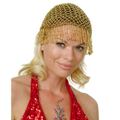 Beaded Cap With Long Fringes