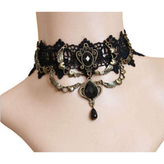 Winged Hearts Victorian Black Lace Choker