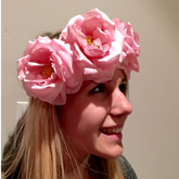Pink Medium Rose Flower Headwrap