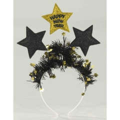 Black & Gold Stars New Years Eve Headband
