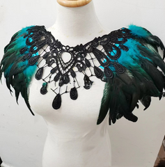 Elegant Black Feather Gothic Shawl