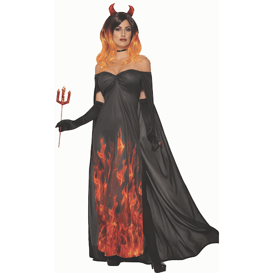 Elegant Devil Black & Red Flame Dress Adult Costume AbracadabraNYC Elegant Devil Black & Red Flame Dress Adult Costume AbracadabraNYC