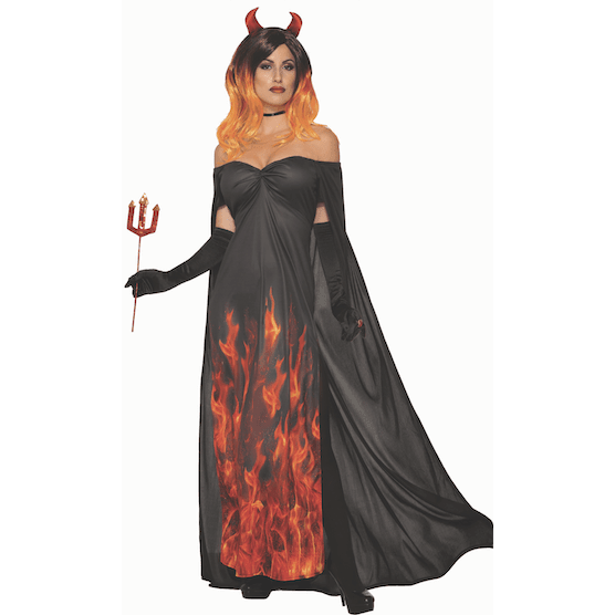 Elegant Devil Black & Red Flame Dress Adult Costume