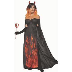 Elegant Devil Black & Red Flame Dress Adult Costume