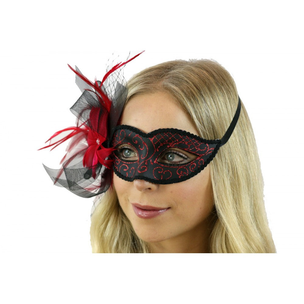 Venetian Mask with Bow and Feathers