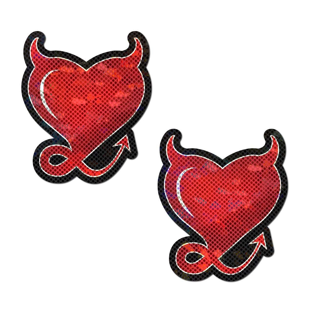 Red Glittering Hearts with Horns & Tail Nipple Pasties