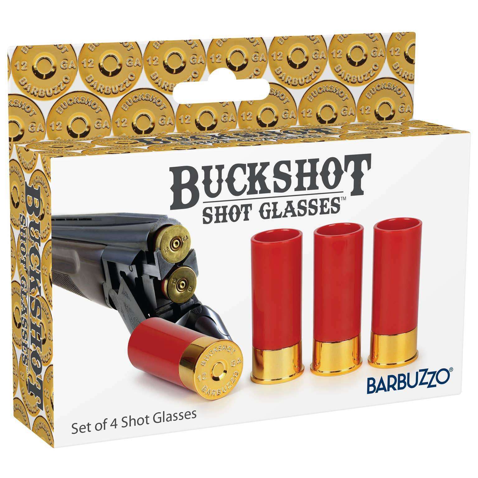 12-Gauge Shotgun Buckshot Shell Shot Glasses (4 Pack)