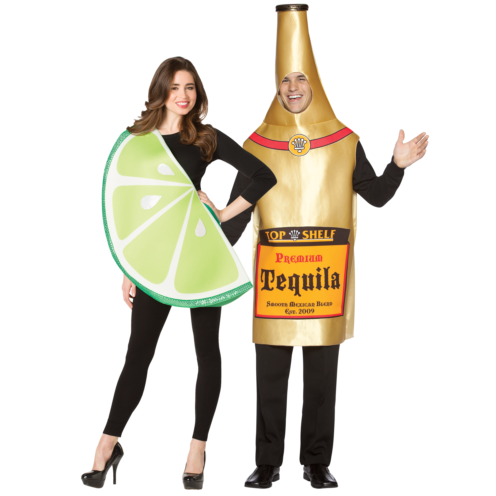 Tequila Bottle Lime Slice Adult Couple Costume AbracadabraNYC