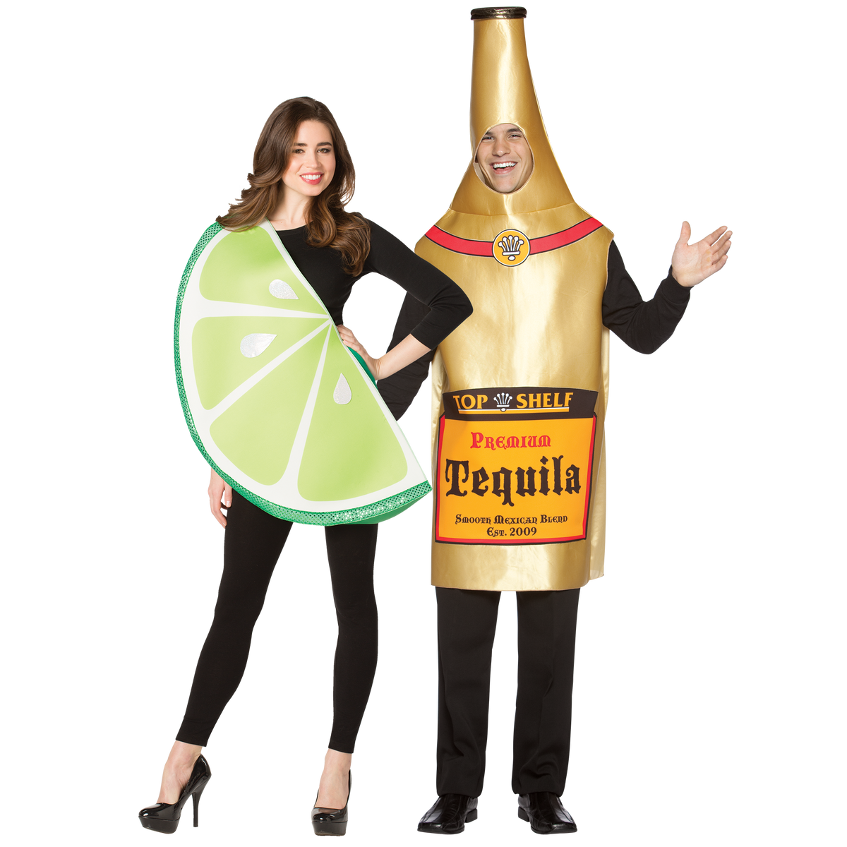 Tequila Bottle & Lime Slice Adult Couple Costume