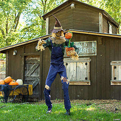 7' Rotten Harvester Skeleton Scarecrow Animated Prop Decoration