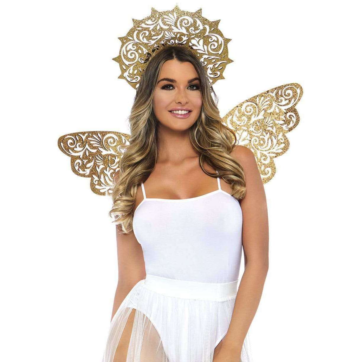 White Feather Angel Wings Fairy Angel Halo With Fluffy White Feathers - Glitter Christmas Fancy Dress Costume Accessory Fairy Wings Costume White Feather Angel Wings Fairy Angel Halo With Fluffy White Feathers - Glitter Christmas Fancy Dress Costume Accessory Fairy Wings Costume