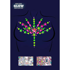 BLISS Neon Glow In The Dark Jewel Body Stickers w/ Body Glitter Packets