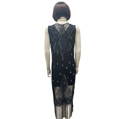 1920s Sheer Black Beaded Flapper Adult Costume