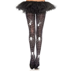 Spider and Web Black & White Print Pantyhose