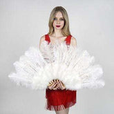 White Ostrich Fan with Marabou
