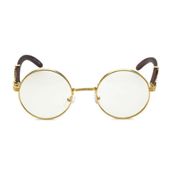 Classic Wooden Circular Glasses
