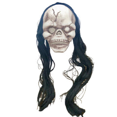 Scary Long Haired Skull Hanging Decoration