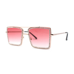 Rose Gold Rhinestone Gradient Sunglasses