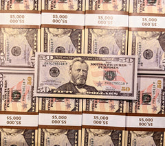 Realistic $50 Prop Money Stack - 100 Bills Per Stack